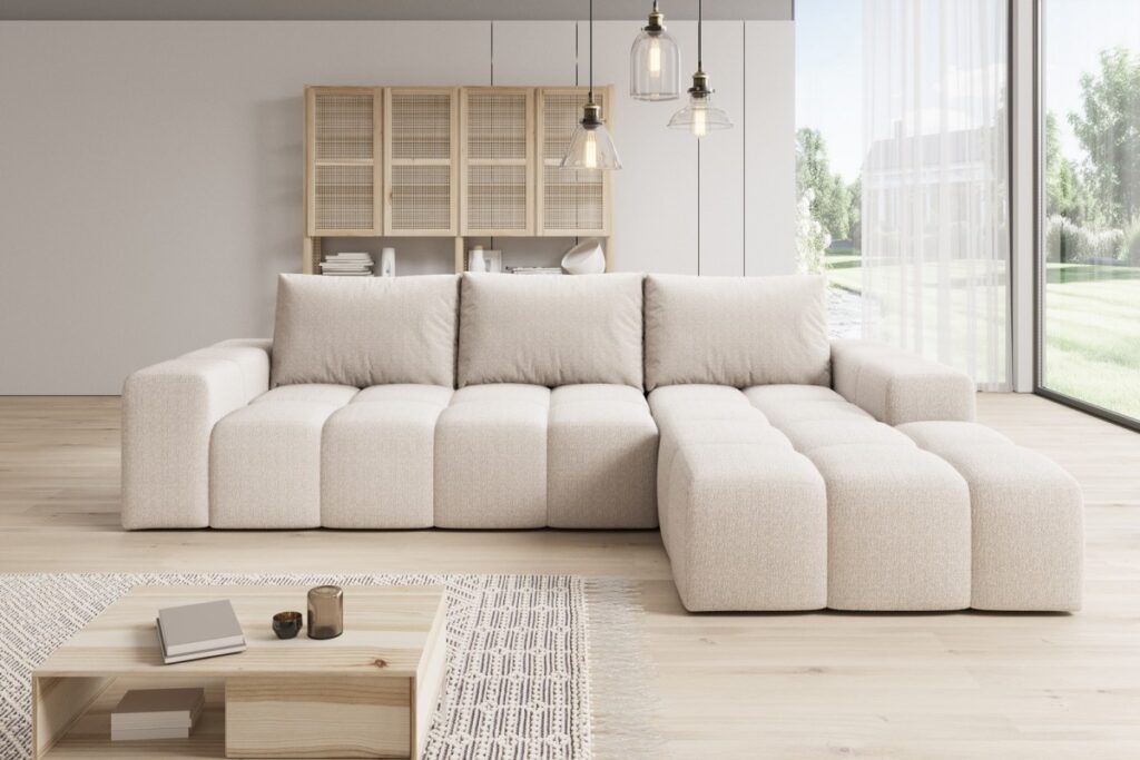 Beiger Ecksofa in L-Form CENTO