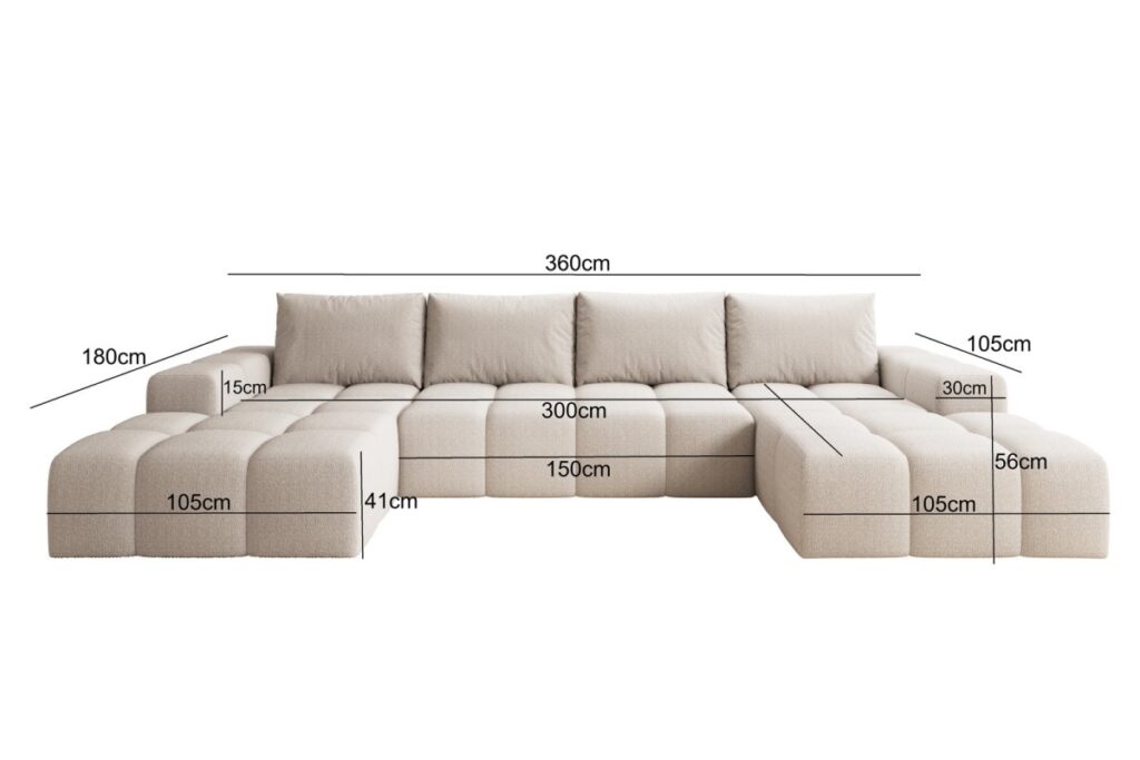 Beiges Ecksofa in U-Form CENTO
