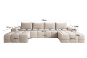 Beiges Ecksofa in U-Form CENTO