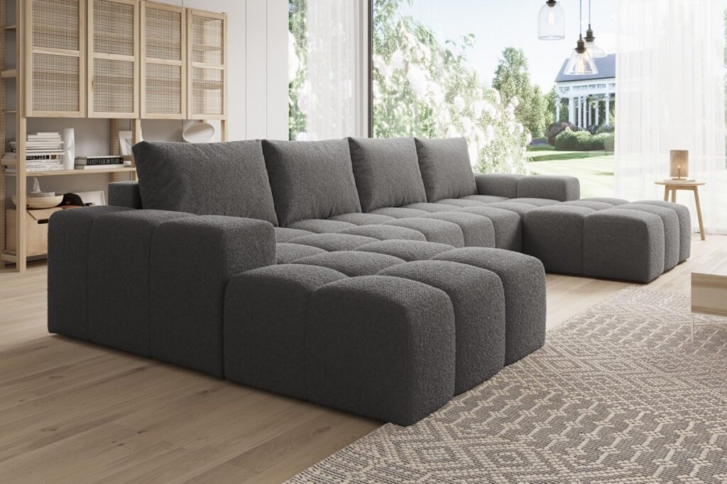 Graues Ecksofa in U-Form CENTO