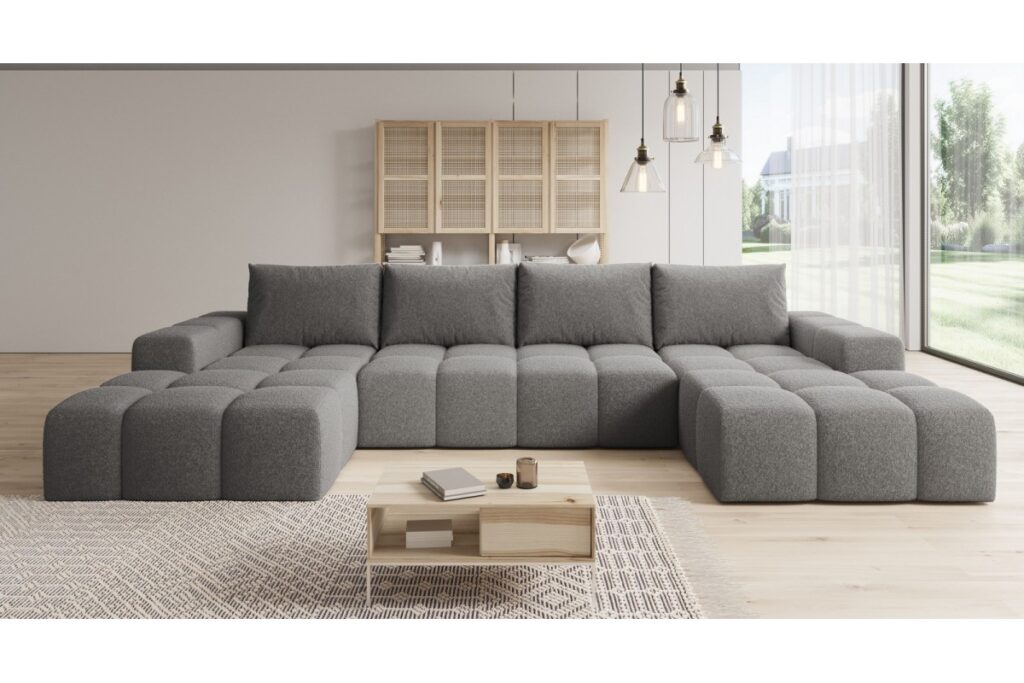 Graues Ecksofa in U-Form CENTO