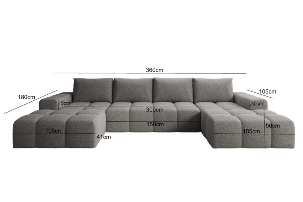 Graues Ecksofa in U-Form CENTO