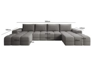 Graues Ecksofa in U-Form CENTO