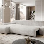 Cord-Ecksofa aus Struktursamt mit Schlaffunktion CREDO